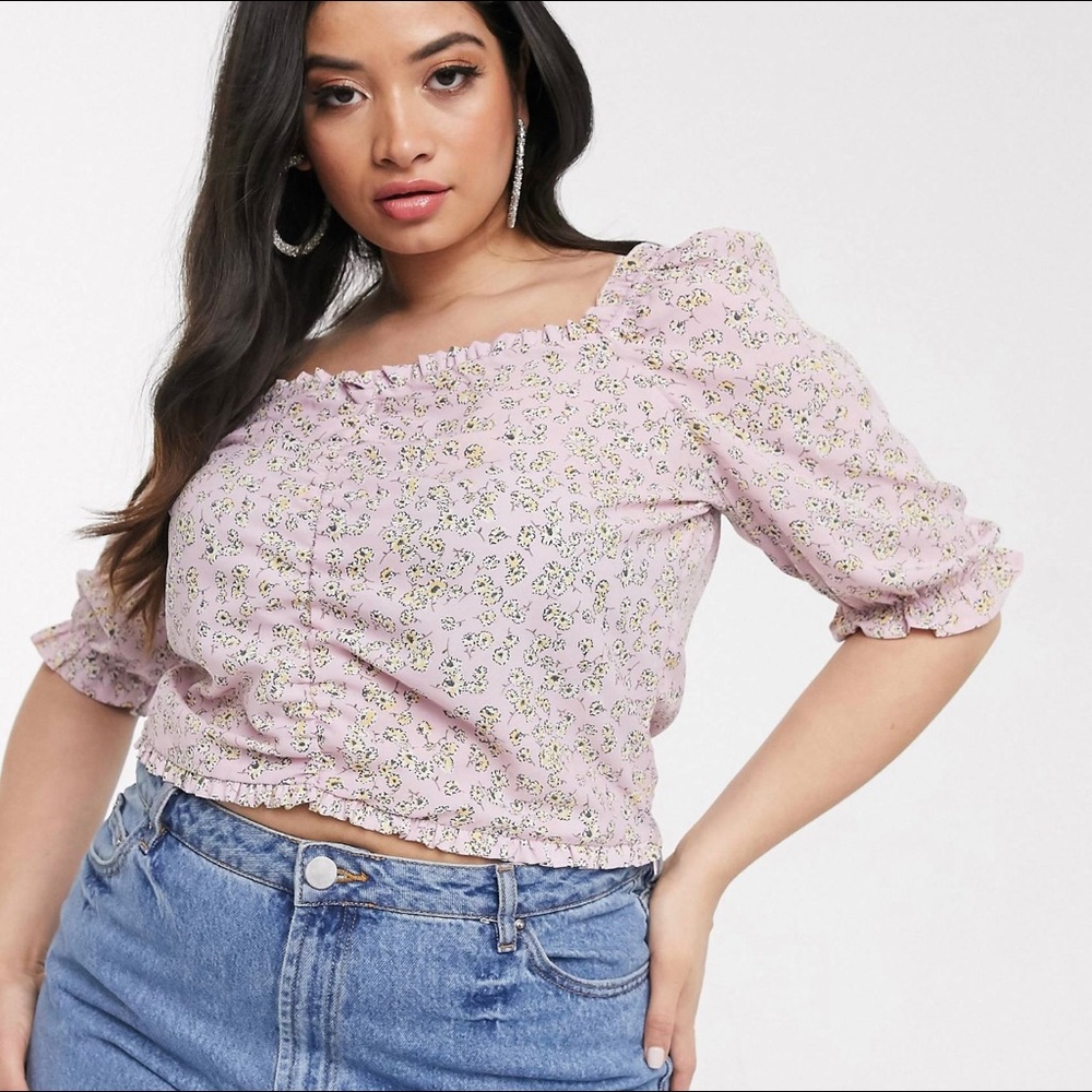 Floral pink crop top size 14